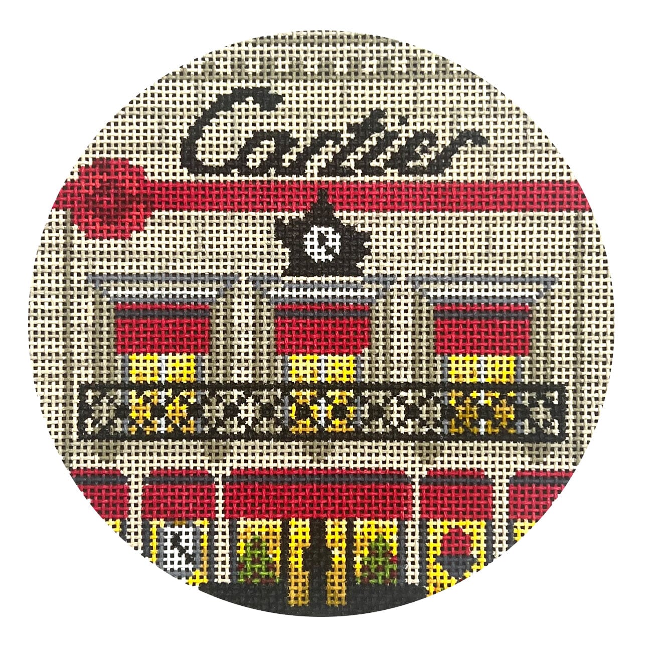 Cartier Round Painted Canvas The Gingham Stitchery - 1