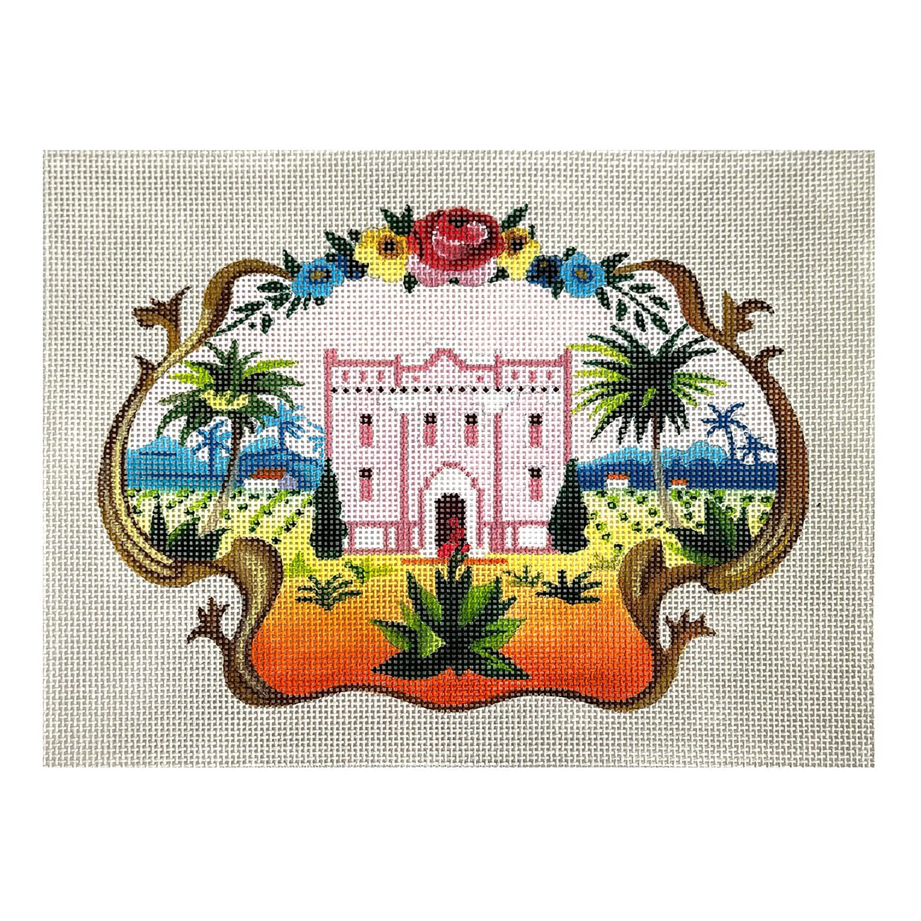 Castle with Floral Border Painted Canvas Colors of Praise - 1