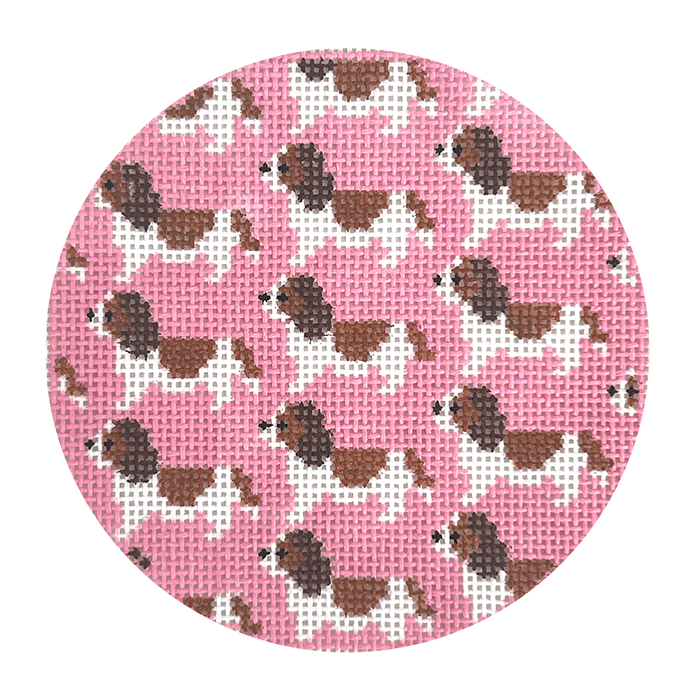 Cavalier King Charles Repeat Round Painted Canvas Mopsey Designs - 1