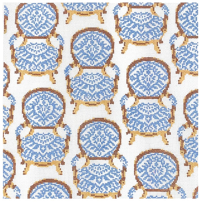 Chair Pattern Pillow Painted Canvas KCN Designers - 1