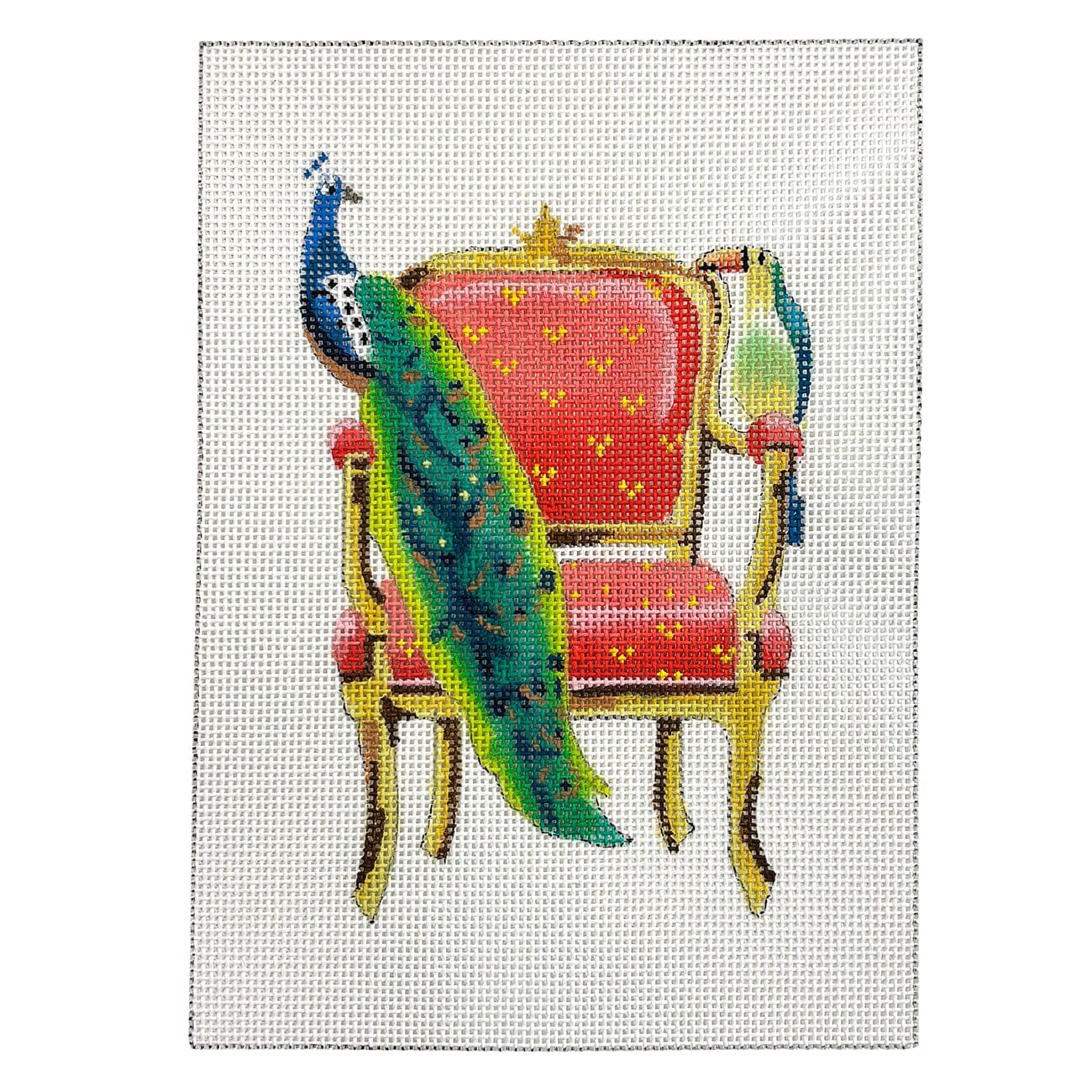 Chair w/ Peacock & Toucan Painted Canvas Colors of Praise - 1
