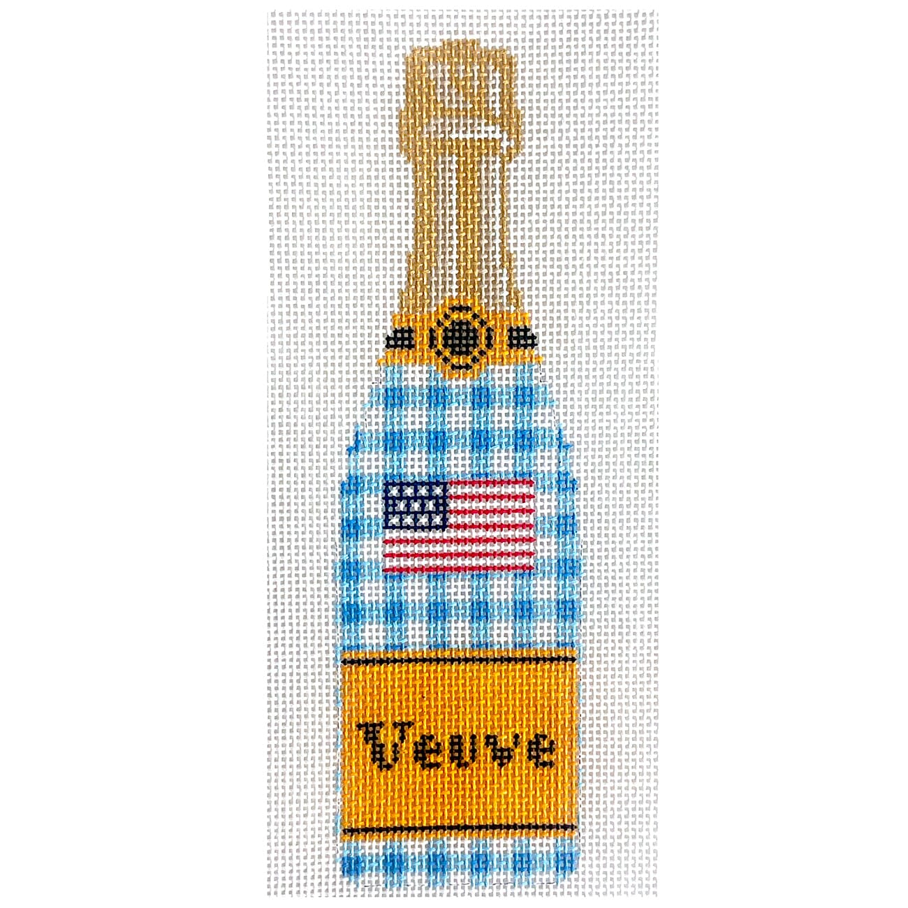 Champagne Bottle American Flag Painted Canvas C'ate La Vie - 1
