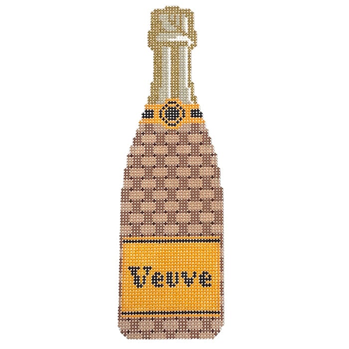 Champagne Bottle Basketweave Painted Canvas C'ate La Vie - 1