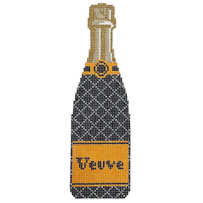 Champagne Bottle Coco Quilt Painted Canvas C'ate La Vie - 1
