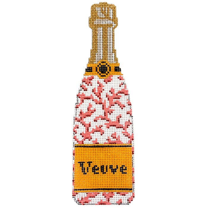 Champagne Bottle Coral Painted Canvas C'ate La Vie - 1