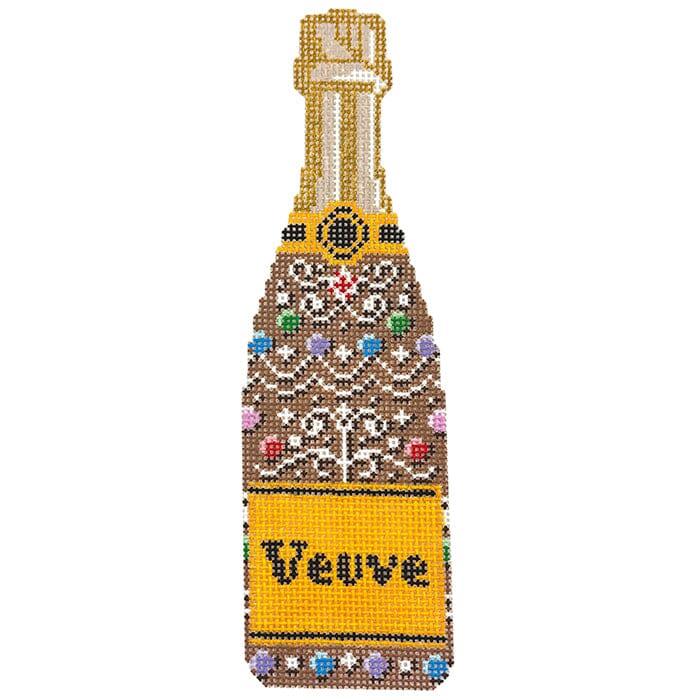 Champagne Bottle Gingerbread Painted Canvas C'ate La Vie - 1