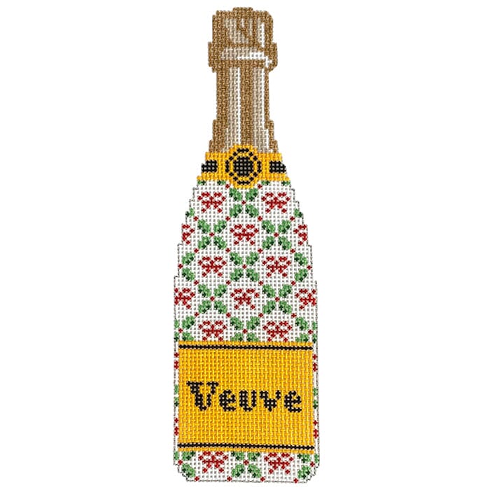 Champagne Bottle Holiday Trellis Painted Canvas C'ate La Vie - 1