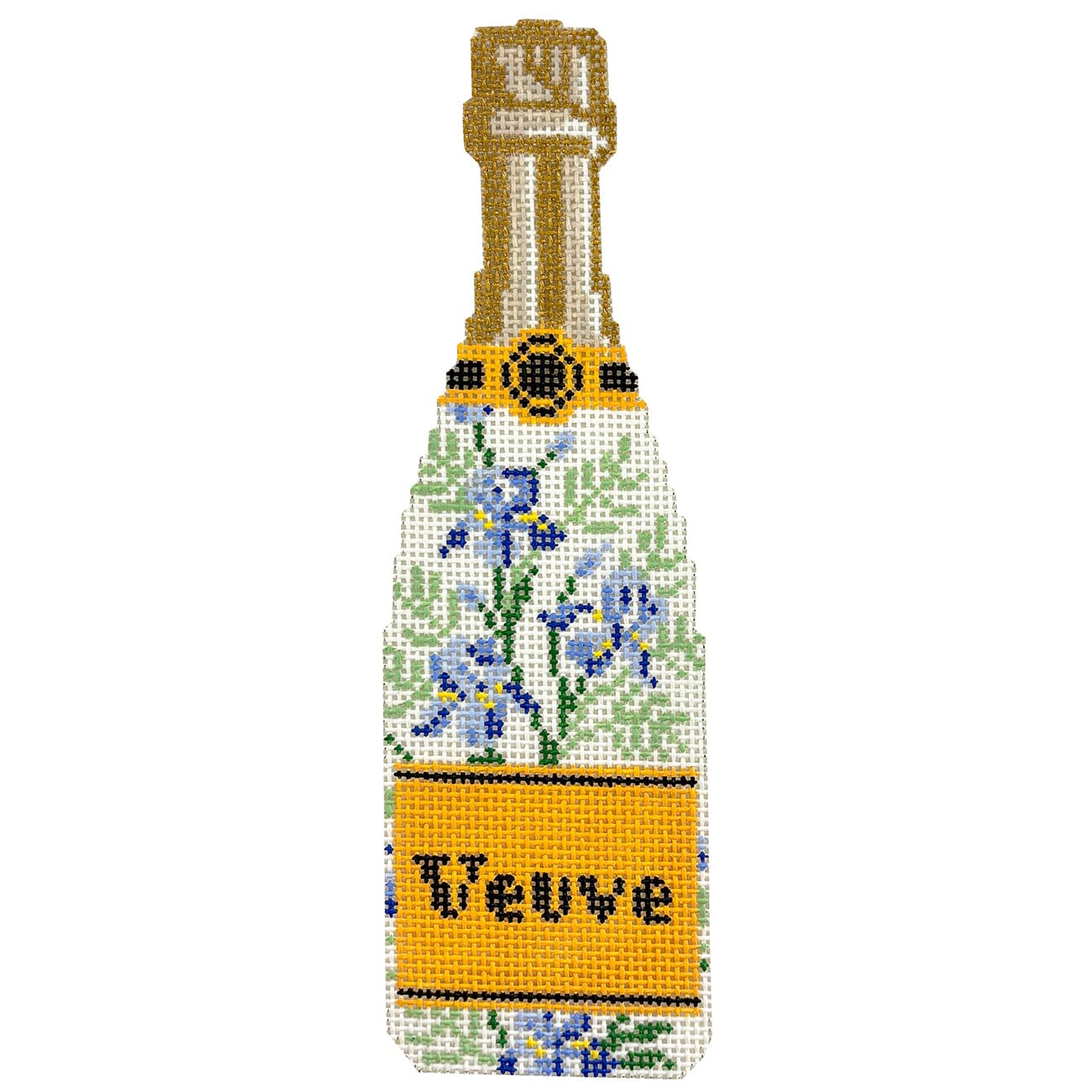 Champagne Bottle Iris Painted Canvas C'ate La Vie - 1
