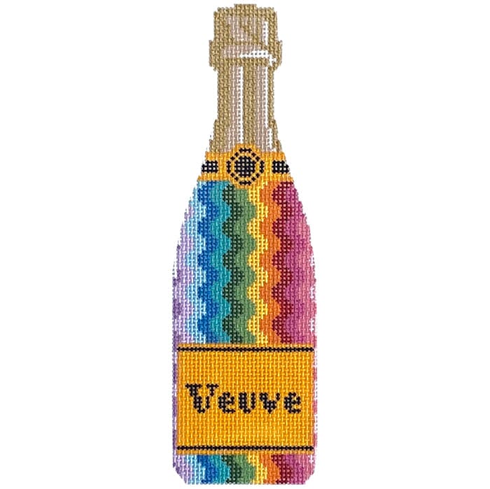 Champagne Bottle Rainbow Painted Canvas C'ate La Vie - 1