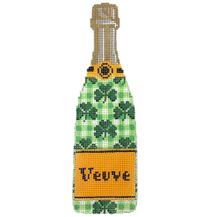 Champagne Bottle Shamrock Painted Canvas C'ate La Vie - 1