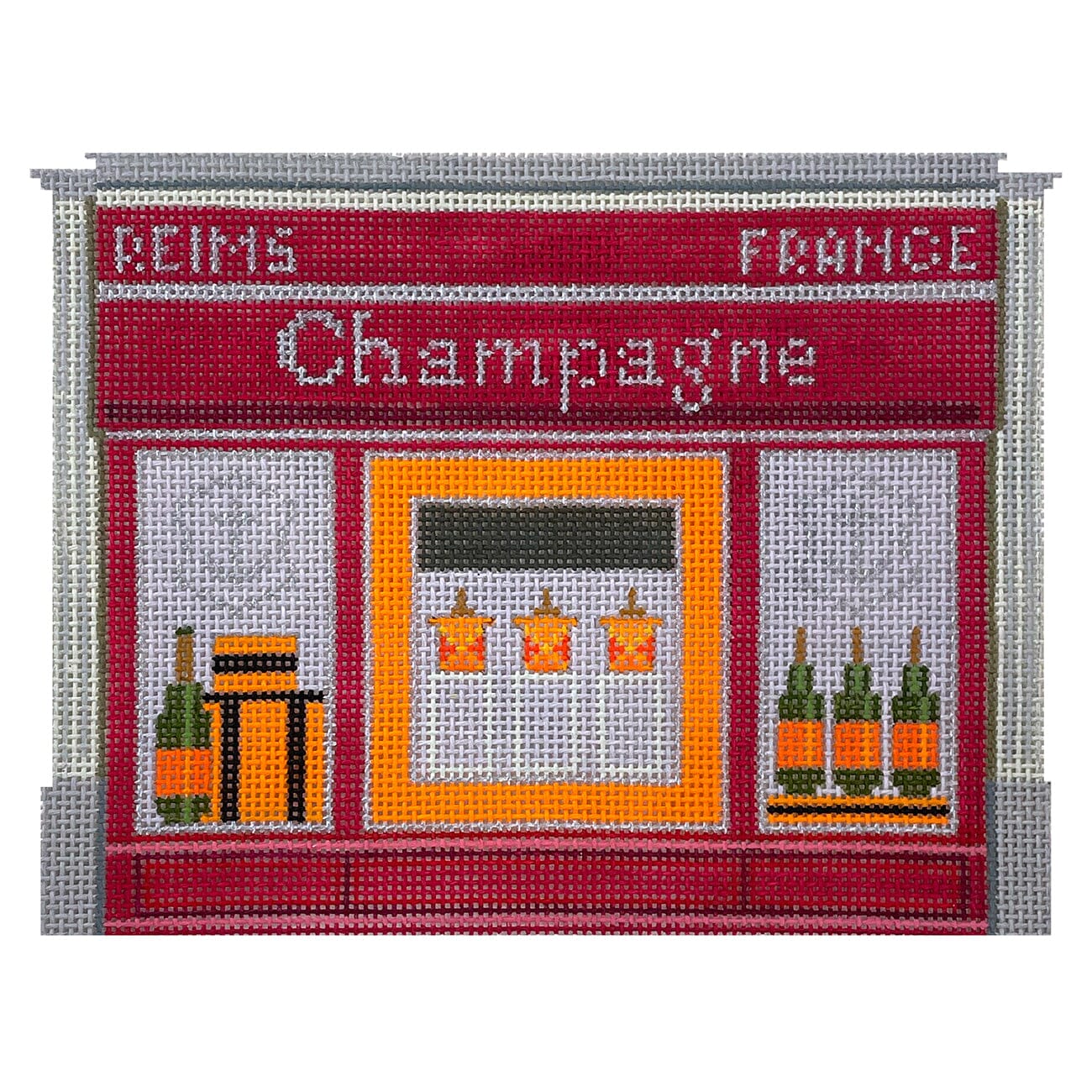 Champagne Storefront Painted Canvas The Gingham Stitchery - 1