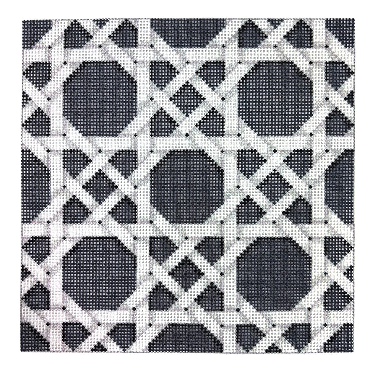 Charcoal Caning 8" x 8" Printed Canvas Two Sisters Needlepoint - 1