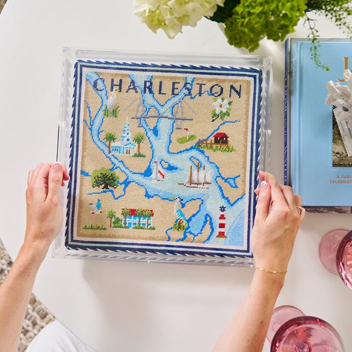Charleston Map on 13 Printed Canvas Needlepoint To Go