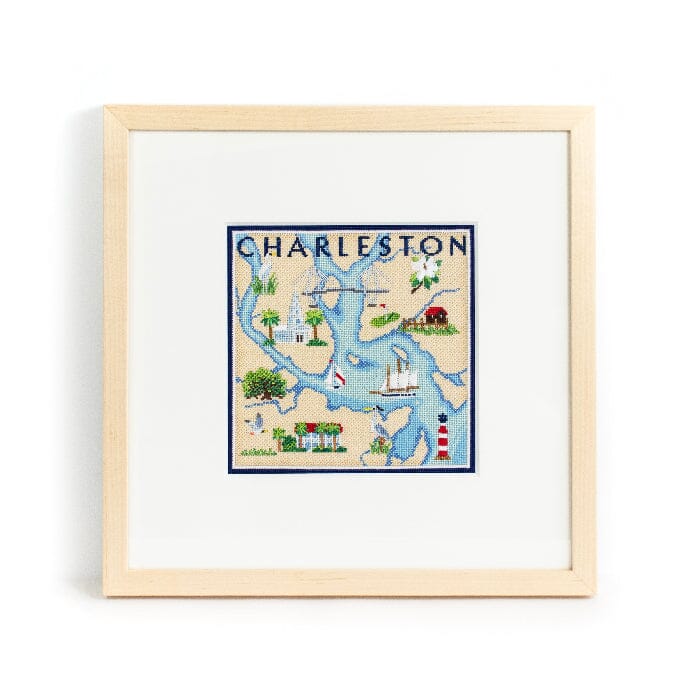Charleston Map on 18 with Stitch Guide Printed Canvas Needlepoint.Com