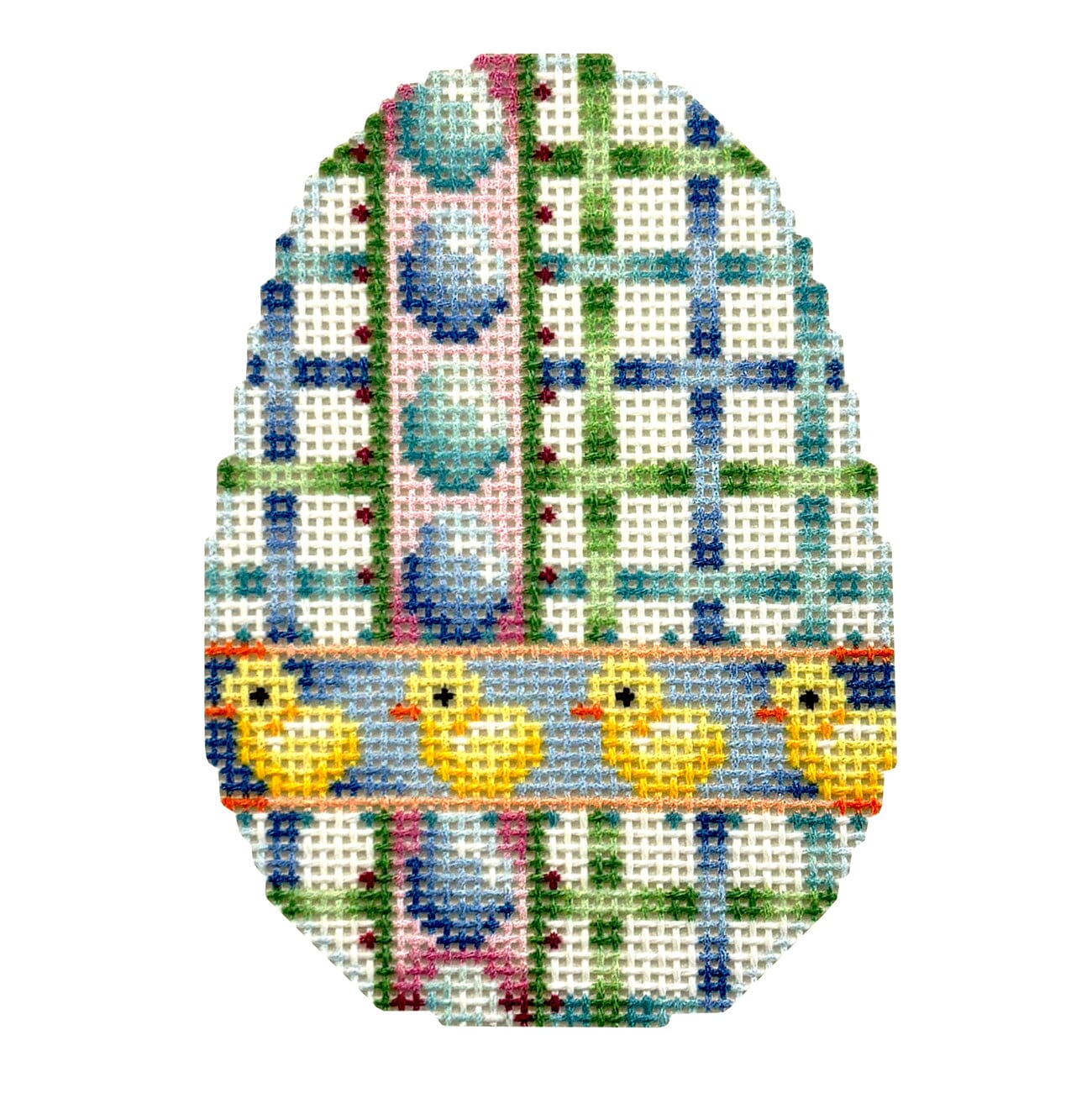 Chicks/Eggs/Tattersall Egg Printed Canvas Two Sisters Needlepoint - 1