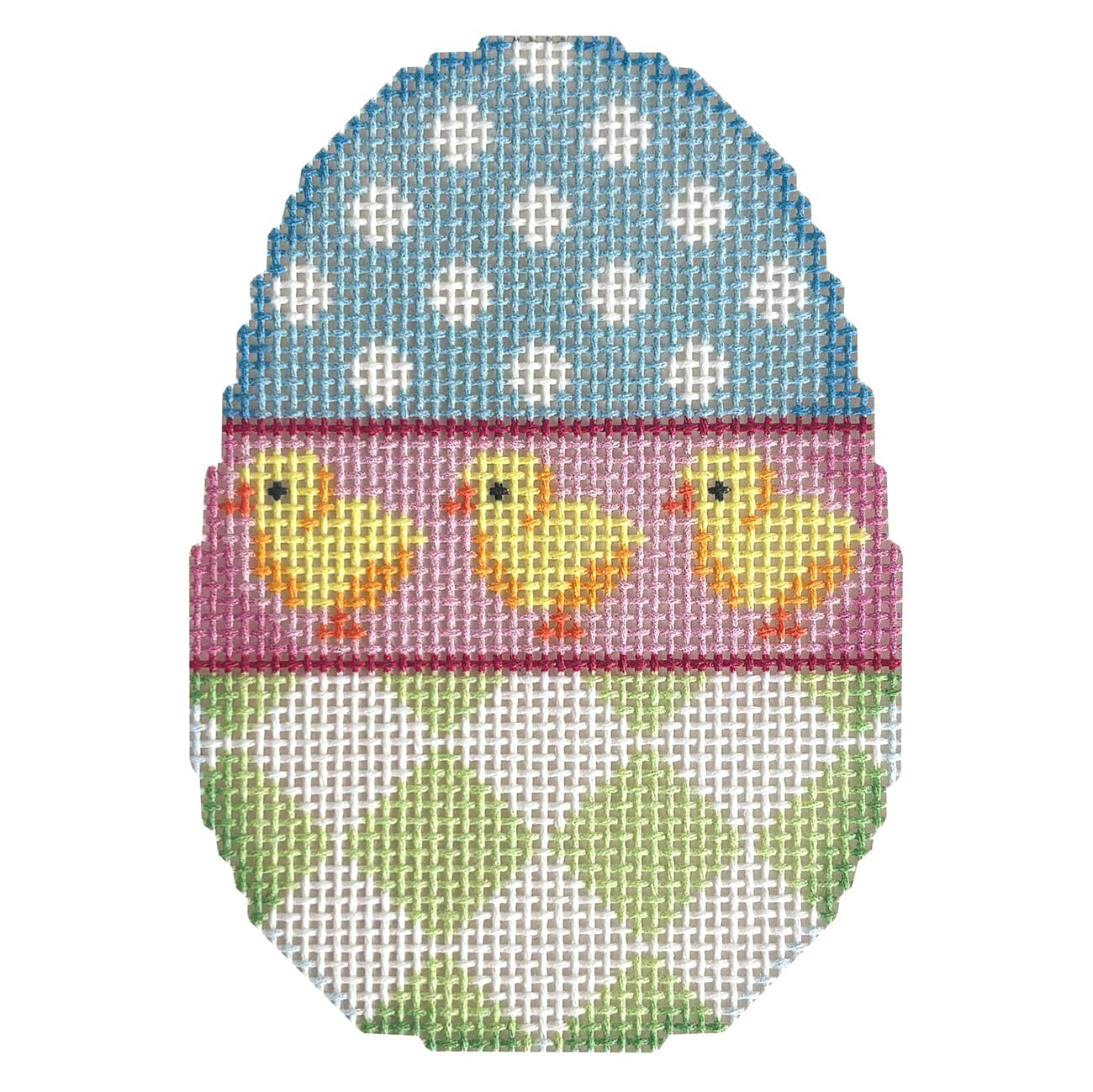 Chicks/Hop Stripe Egg Printed Canvas Two Sisters Needlepoint - 1