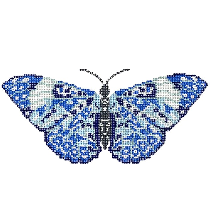 Chinoiserie Butterfly on 13 Painted Canvas Initial K Studio - 1
