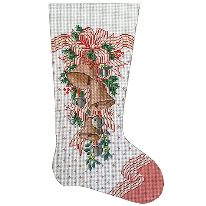 Christmas Bell Stocking Painted Canvas Alice Peterson Company - 1