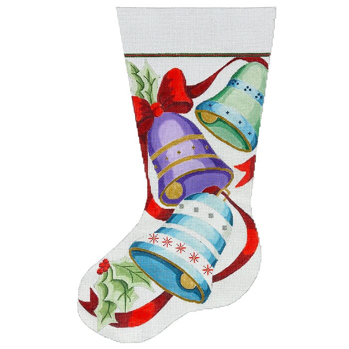 Christmas Bells Stocking on 13 TTL Painted Canvas CBK Needlepoint Collections - 1
