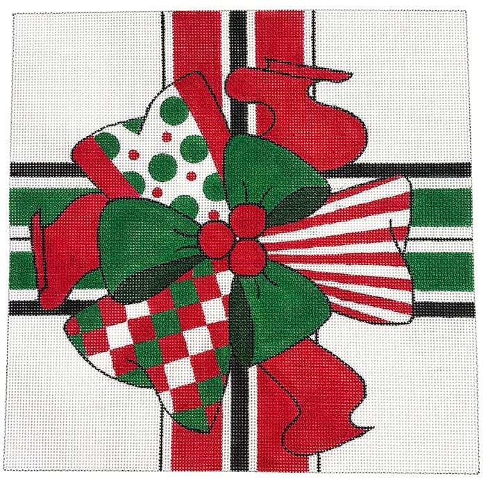 Christmas Berry Bow 12x12 Painted Canvas Alice Peterson Company - 1