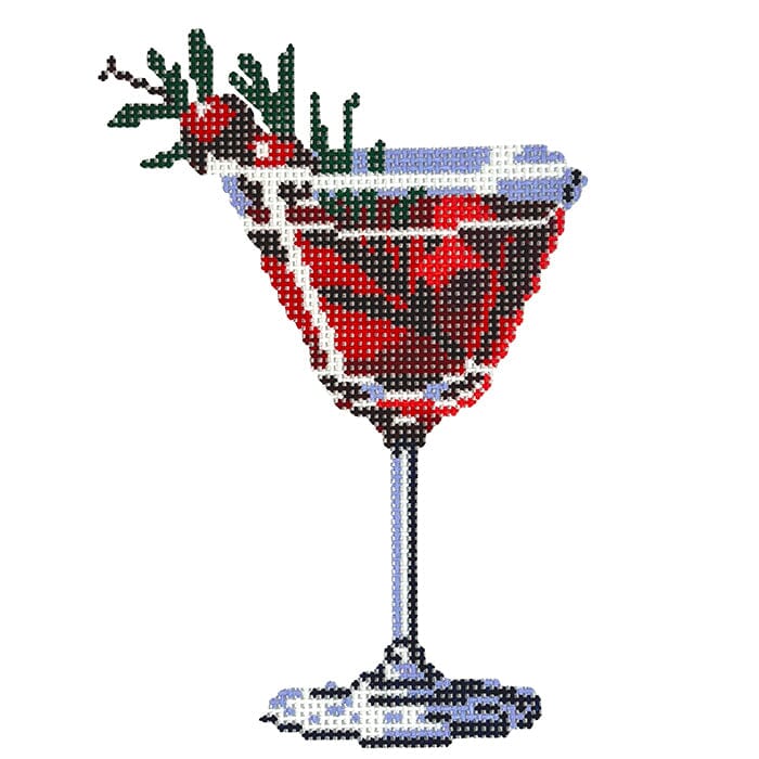 Christmas Cocktail Painted Canvas Lucky Lotus Needlepoint - 1