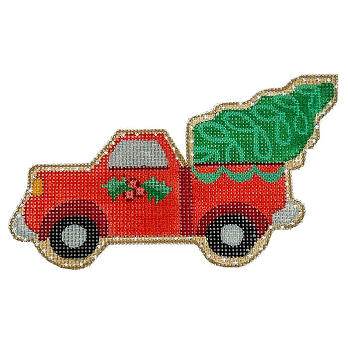 Christmas Cookie Truck with Tree Painted Canvas Danji Designs - 1
