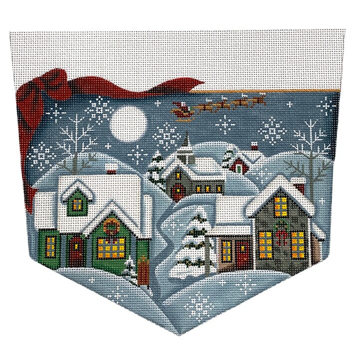 Christmas Eve Stocking Topper on 13 Painted Canvas Rebecca Wood Designs - 1