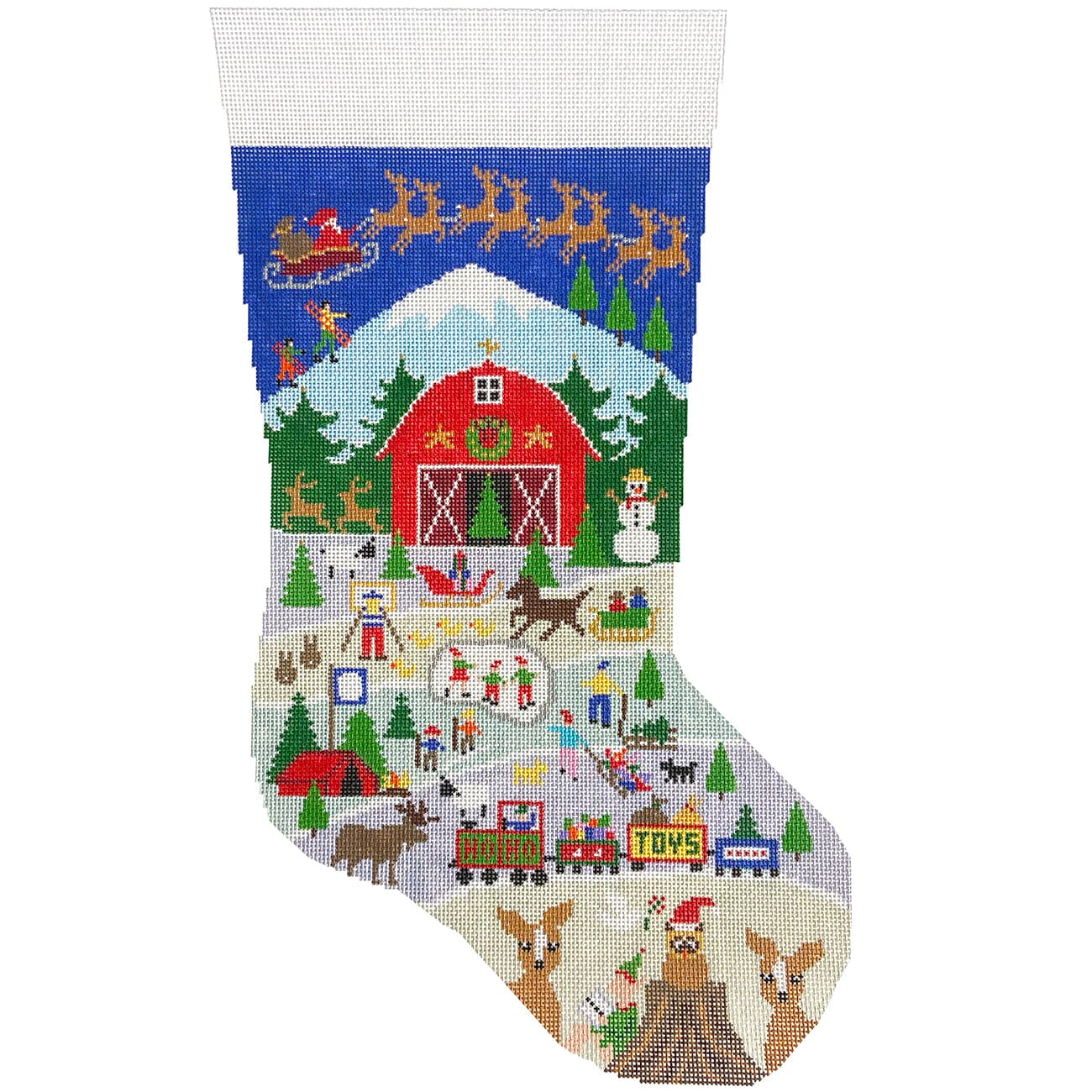 Christmas Fun Xmas Stocking Painted Canvas Doolittle Stitchery