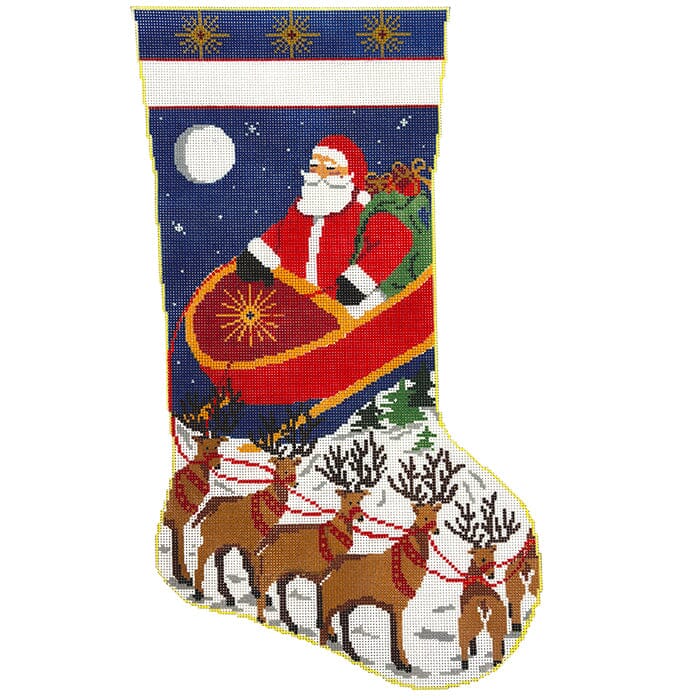 Christmas Landing Stocking Painted Canvas KCN Designers - 1