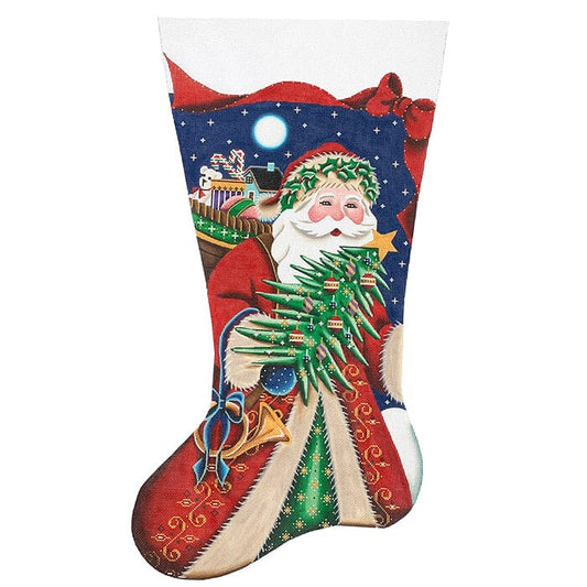 Christmas Robes Santa Stocking on on 18 TTL Painted Canvas Rebecca Wood Designs 