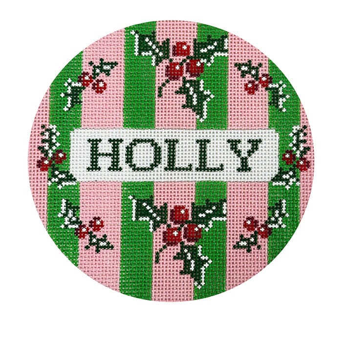 Christmas Round Holly Painted Canvas Kangaroo Paw Designs - 1