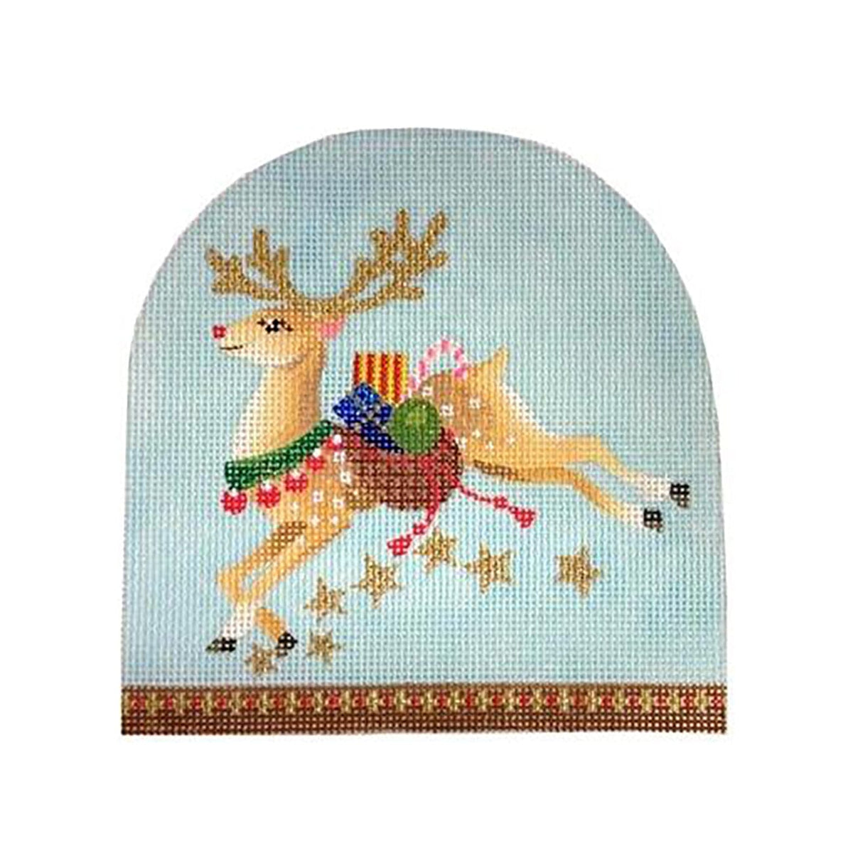 Christmas Snowdome Prancer Painted Canvas Kirk & Bradley - 1