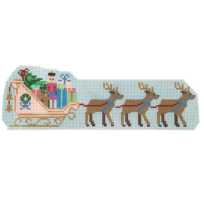 Christmas Village Sleigh Painted Canvas Le Point Studio - 1