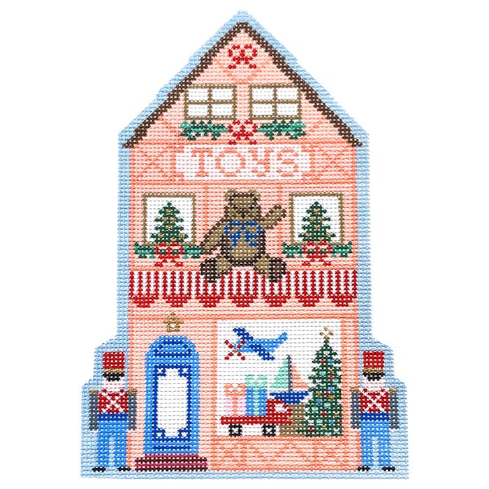 Christmas Village Toy Shop Painted Canvas Le Point Studio - 1