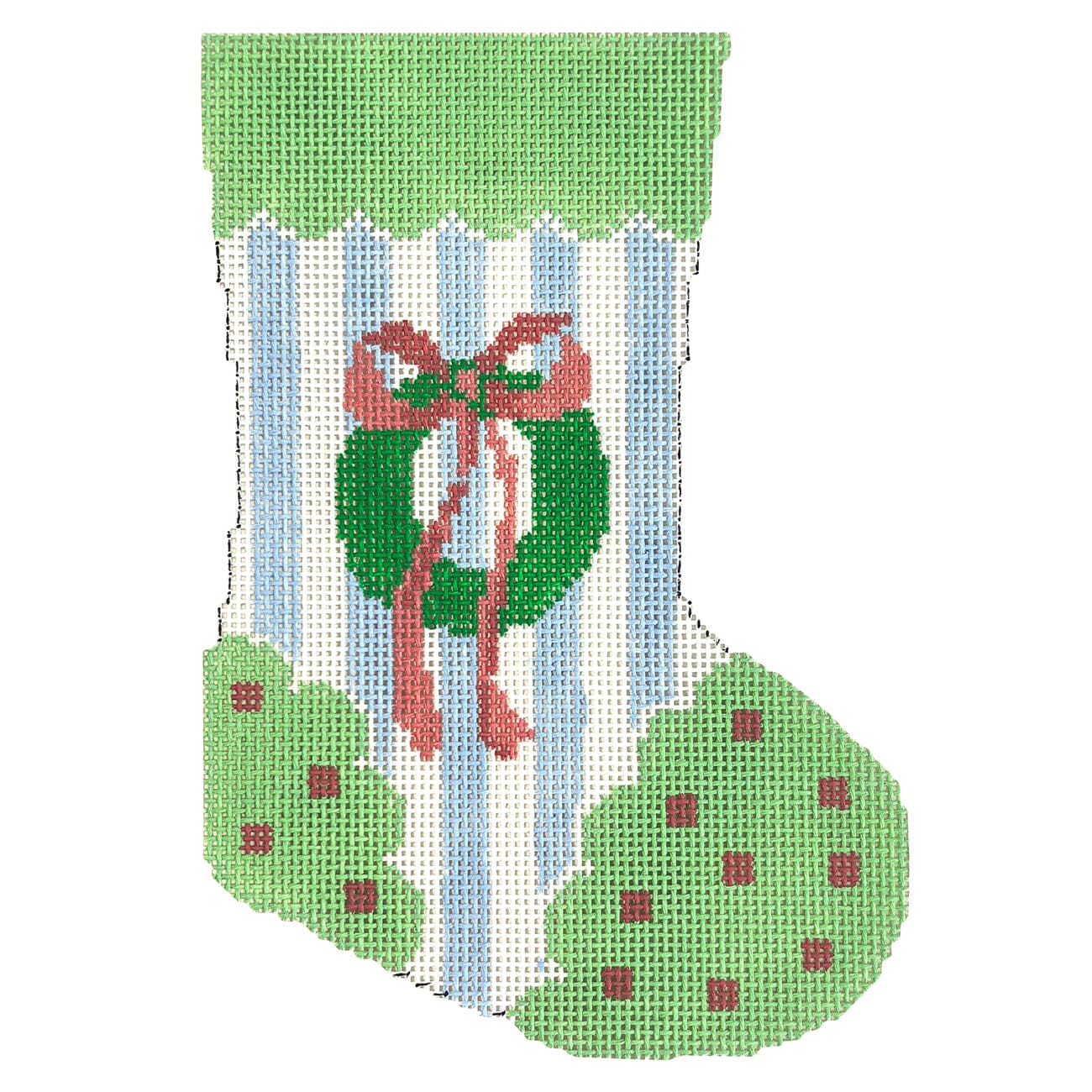 Christmas Wreath Mini Stocking Painted Canvas Camilla Moss - 1