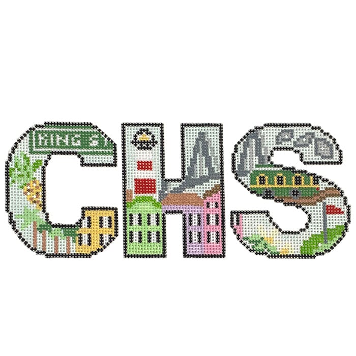 CHS Letters Charleston on 18 Painted Canvas Atlantic Blue Canvas - 1