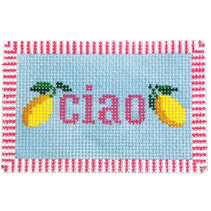 Ciao Blue & Pink Passport Insert Painted Canvas Le Point Studio - 1