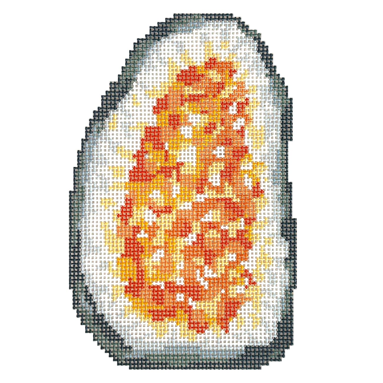 Citrine Geode Painted Canvas Lucky Lotus Needlepoint - 1