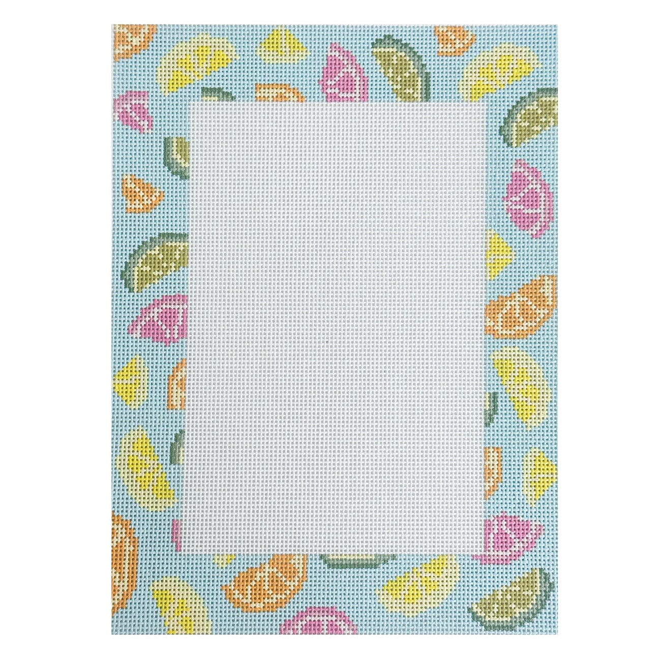 Citrus Slice Frame Painted Canvas Atlantic Blue Canvas - 1