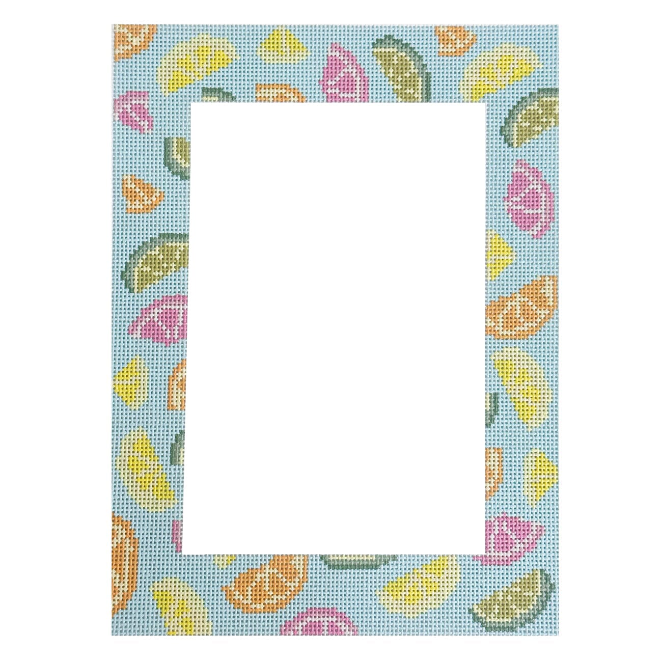Citrus Slice Frame Painted Canvas Atlantic Blue Canvas - 1