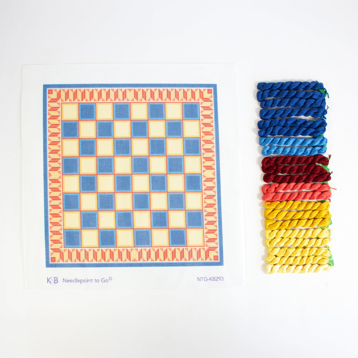 Classic Chessboard Kit Kits Needlepoint To Go Blue and Terracotta - 2