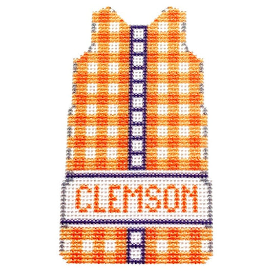 Clemson Gingham Mini Shift Printed Canvas Two Sisters Needlepoint 