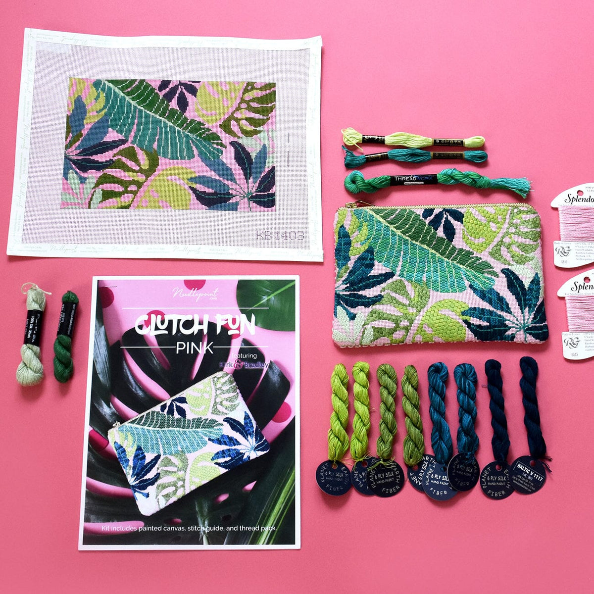 Clutch Fun Needlepoint Kit Pink Kits Kirk & Bradley - 2