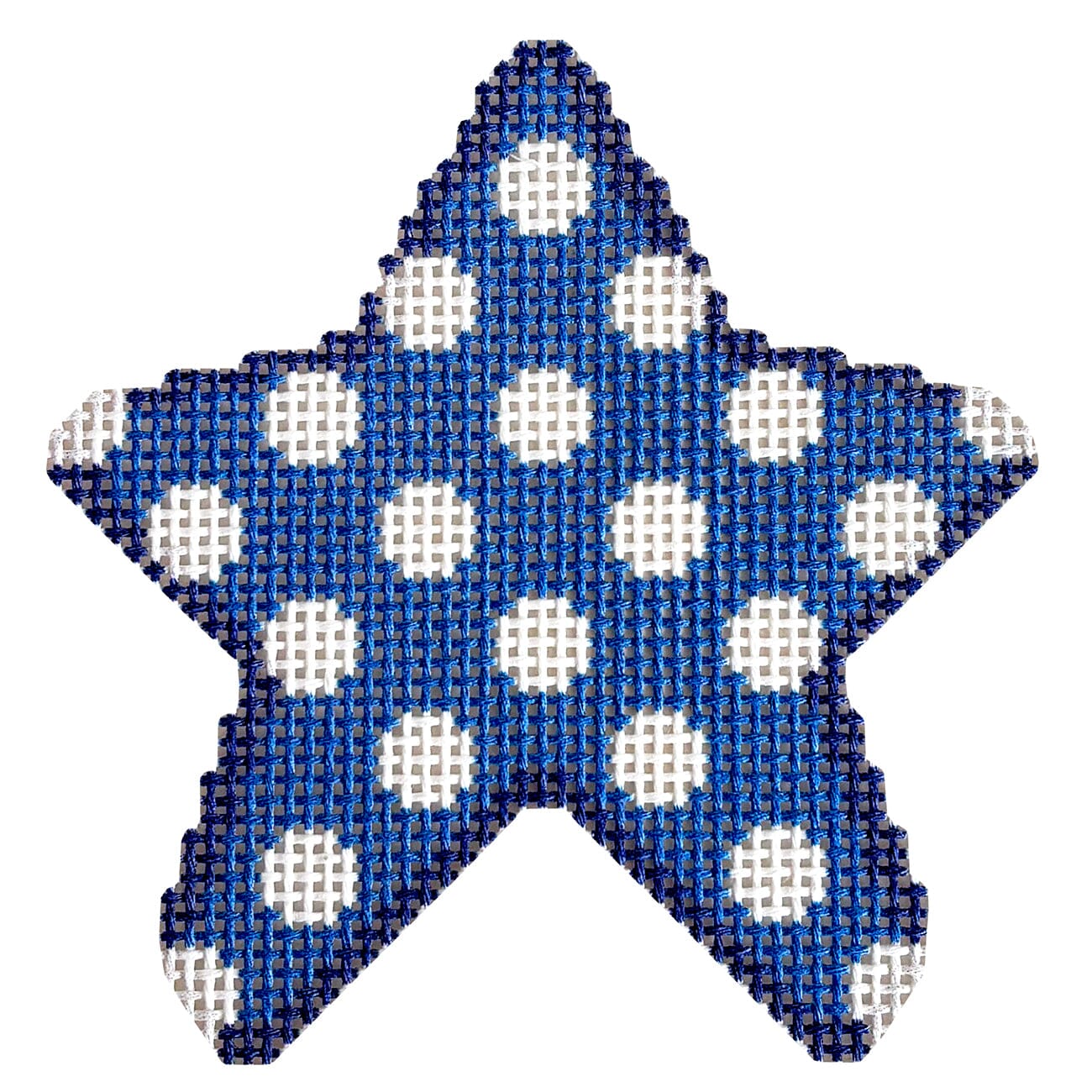 Coin Dot on Blue Star Printed Canvas Two Sisters Needlepoint - 1