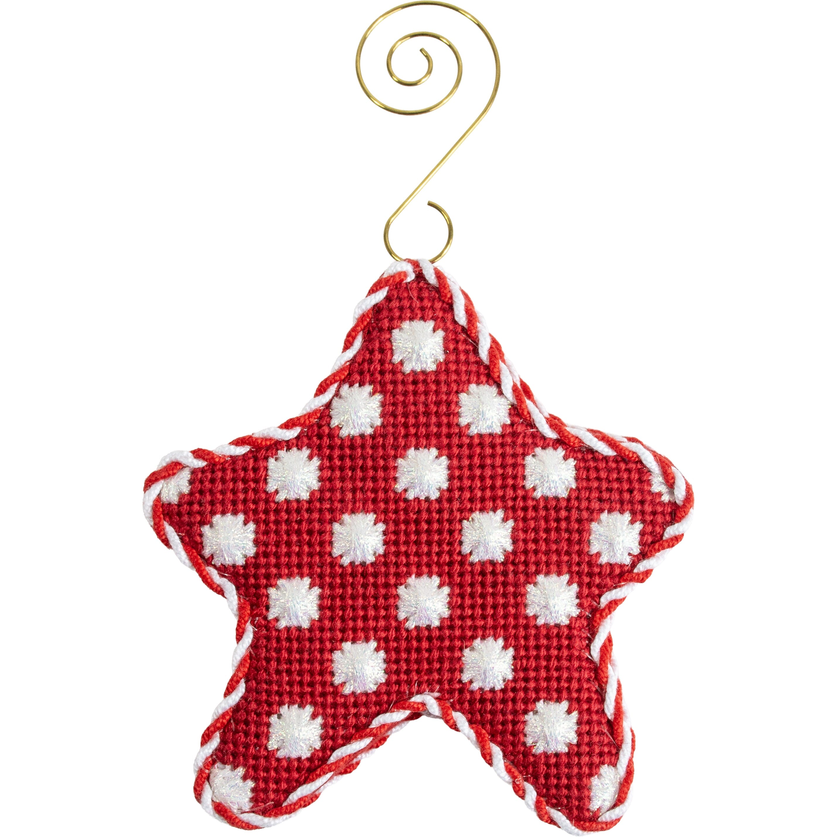 Coin Dot on Red Star Printed Canvas Two Sisters Needlepoint - 1