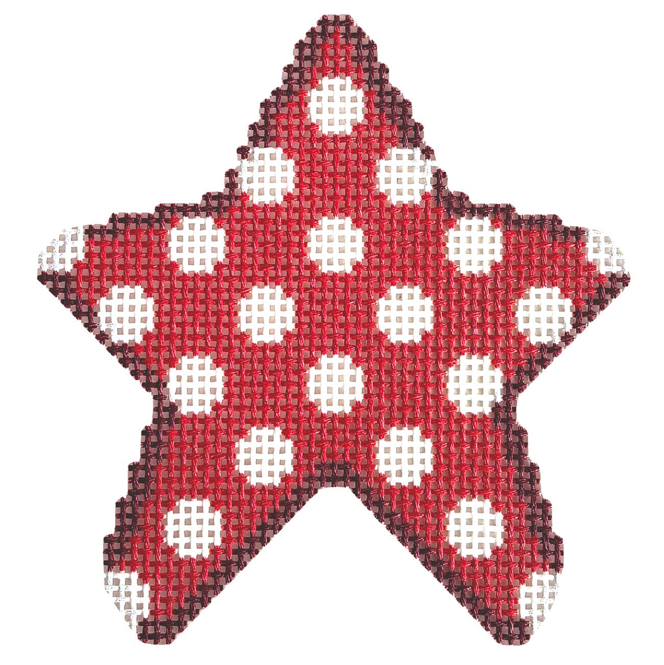 Coin Dot on Red Star Printed Canvas Two Sisters Needlepoint - 2