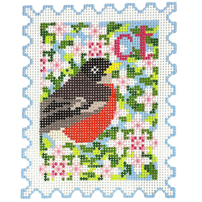 Connecticut State Bird & Flower Stamp Painted Canvas Wipstitch Needleworks