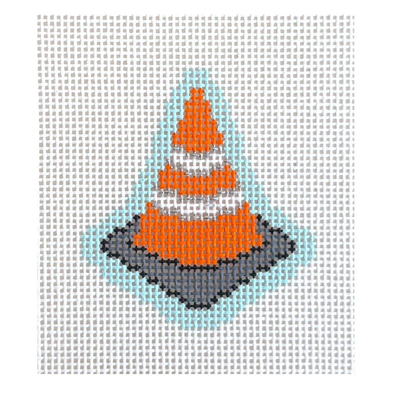 Construction Mini Cone Painted Canvas Goodpoint Needlepoint - 1