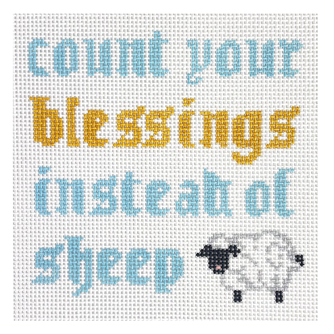 Count Your Blessings, Instead of Sheep Painted Canvas Evergreen Needlepoint - 1