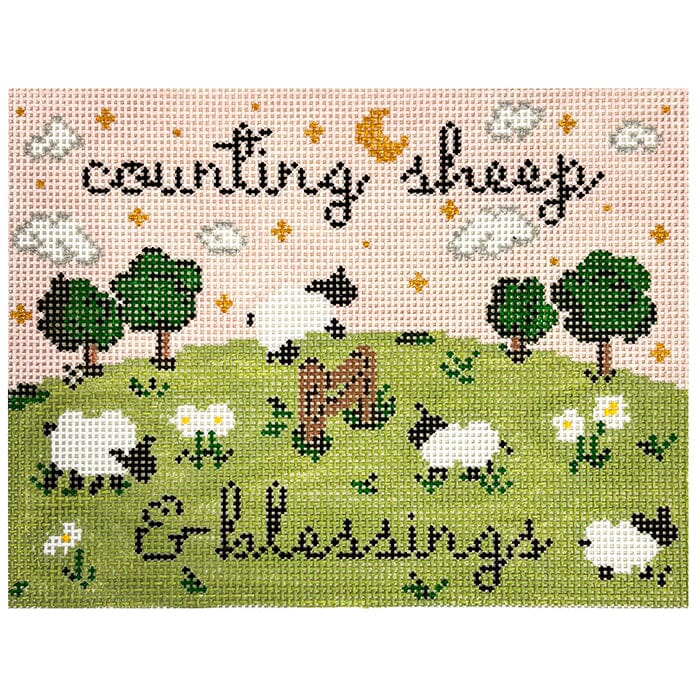 Counting Sheep and Blessings Painted Canvas Rachel Barri Designs - 1
